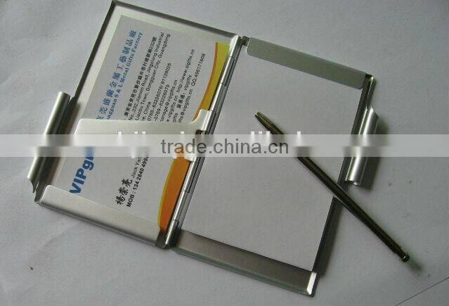 Card Holder With Note & Pen Promotional / Aluminum Note Book