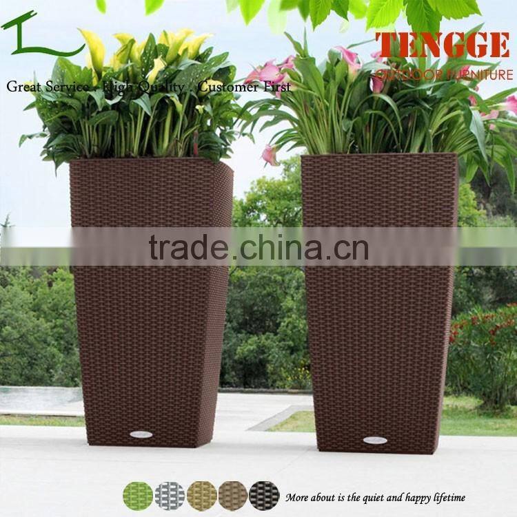 All Weather Garden Rattan Flower Basket Handmade Wicker Flower Pot