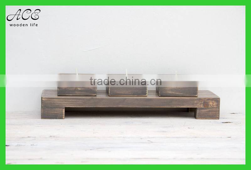 Rustic wooden candle holder for home decoration