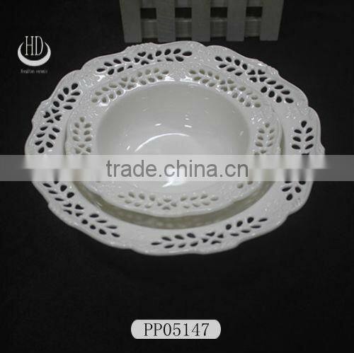 porcelain embossed dinner plate