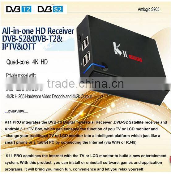 Smart KII Pro Digital Satellite TV Receiver, Best Original 4K HD Android TV Box,Combo Decoder S2 T2 Cheap Price