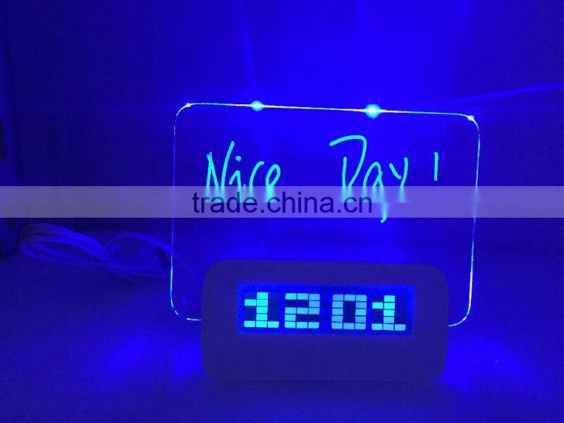 table desk LED Light night alarm clock with memo board/led message board alarm clock