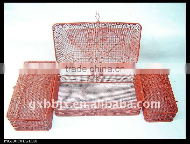 Rectangle red wire storage multi-purpose storage hamper