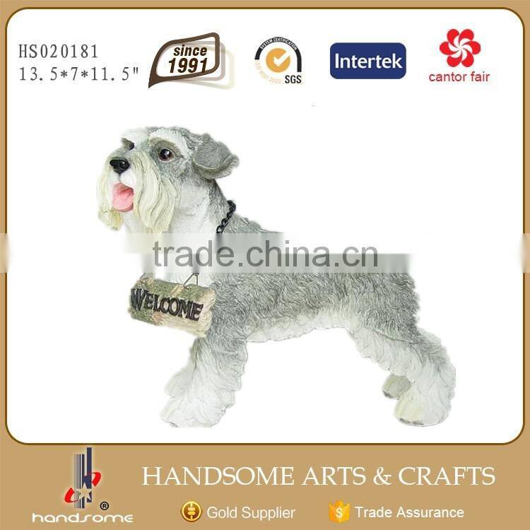 13.5 Inch Resin Realistic Animal Home Decoration Welcome Dog Statue
