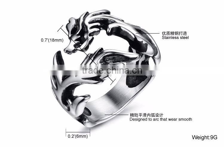 Personalized Ring 316 Stainless Steel Retro Jewellery Casting Dragon Ring for Men