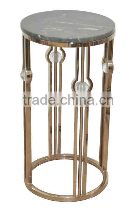 Golden Stainless steel plant stand pot stand with marble top