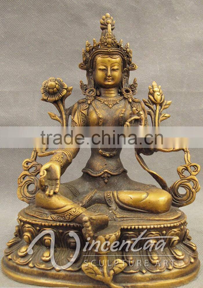 High Quality outdoor garden decor bronze female buddha statue