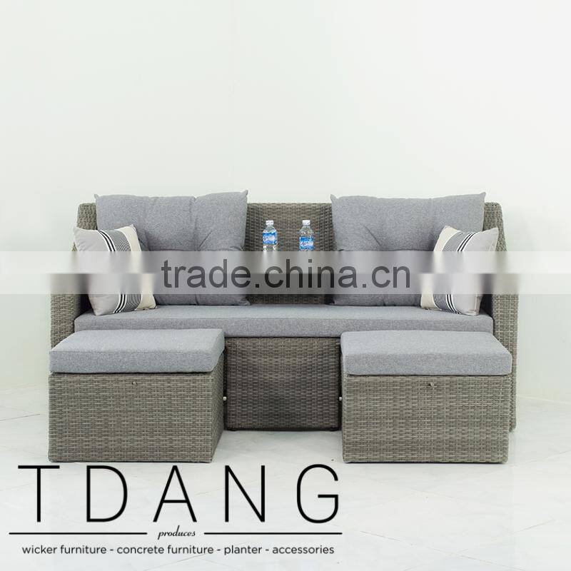 Madison Outdoor Wicker Loveseat with Ottoman