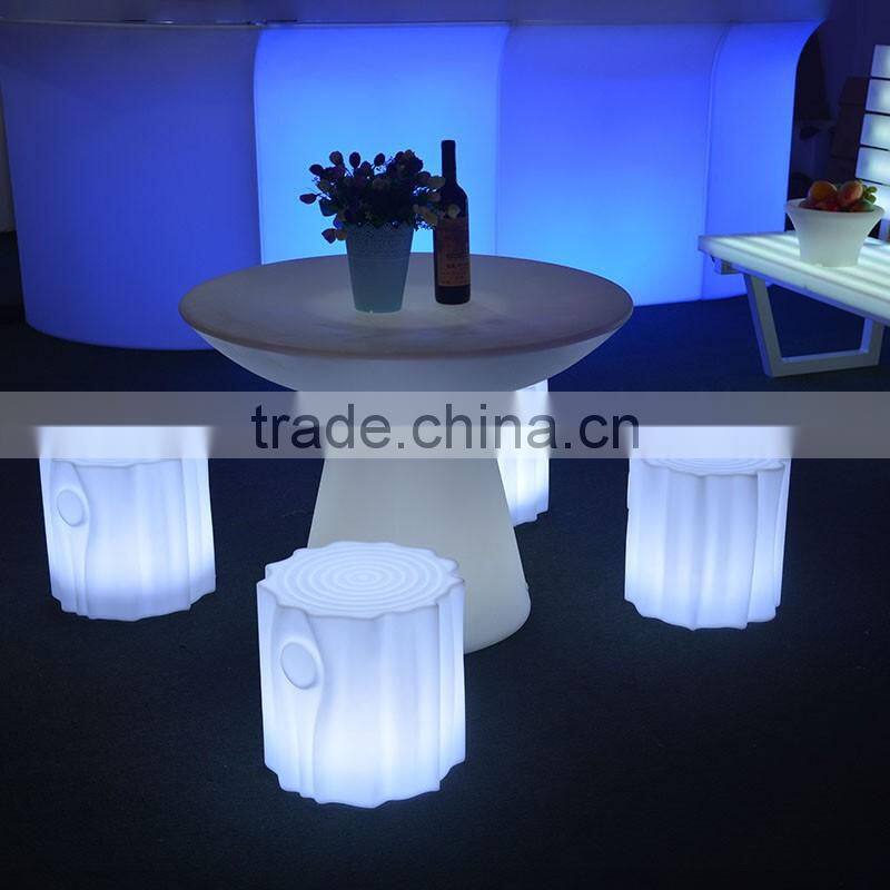 Popular fashionable led luminous round bar table and chairs stool sets