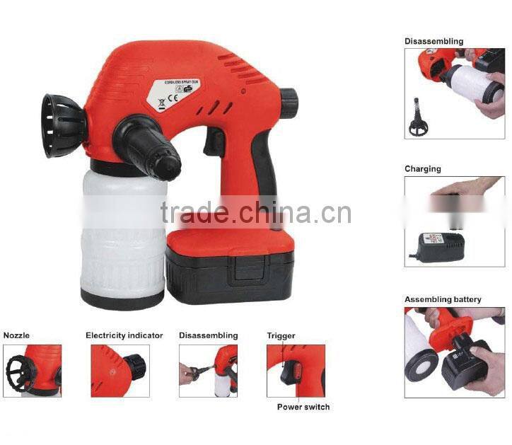 Cordless 18V Ni-Cd Battery Powered Rechargeable Hand Portable Mini Painting Spray Gun Wireless Electric Spray Paint Machine