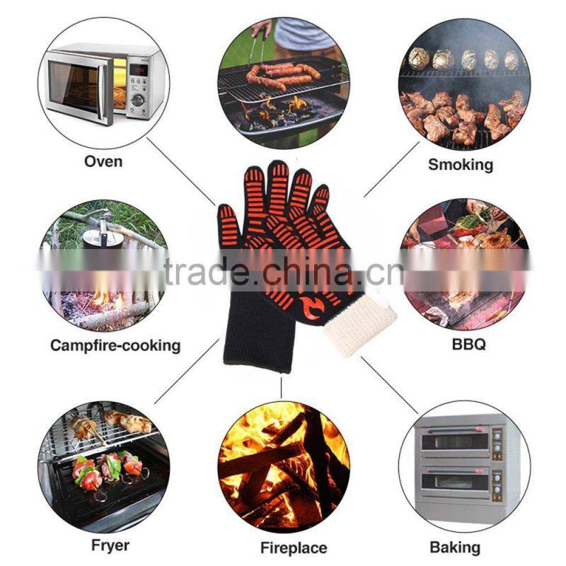 Professional Indoor Outdoor Kitchen Gloves,Premium Insulated & Silicone Lined Aramid Fiber Fire Proof Gloves