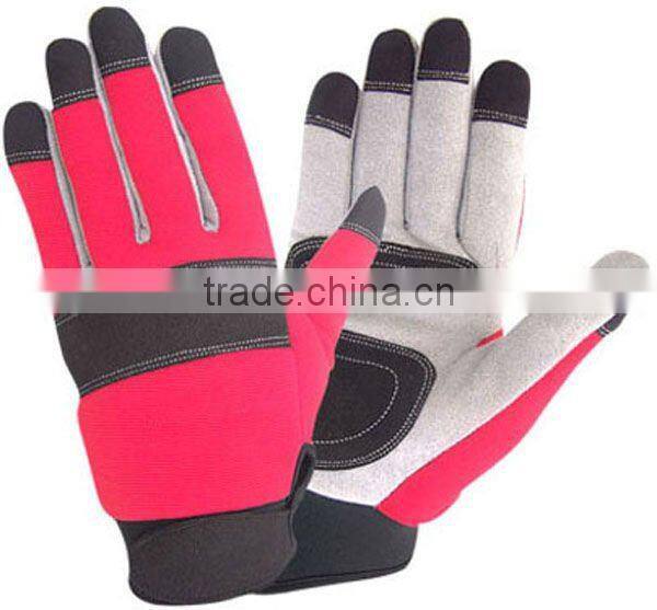 Reflective back synthetic leather mechanic glove