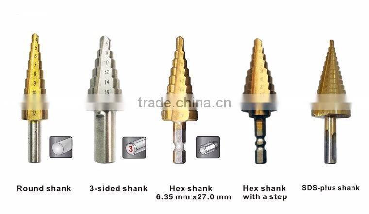 HSS Three Flute Imperial Size Titanium Step Drill Bit