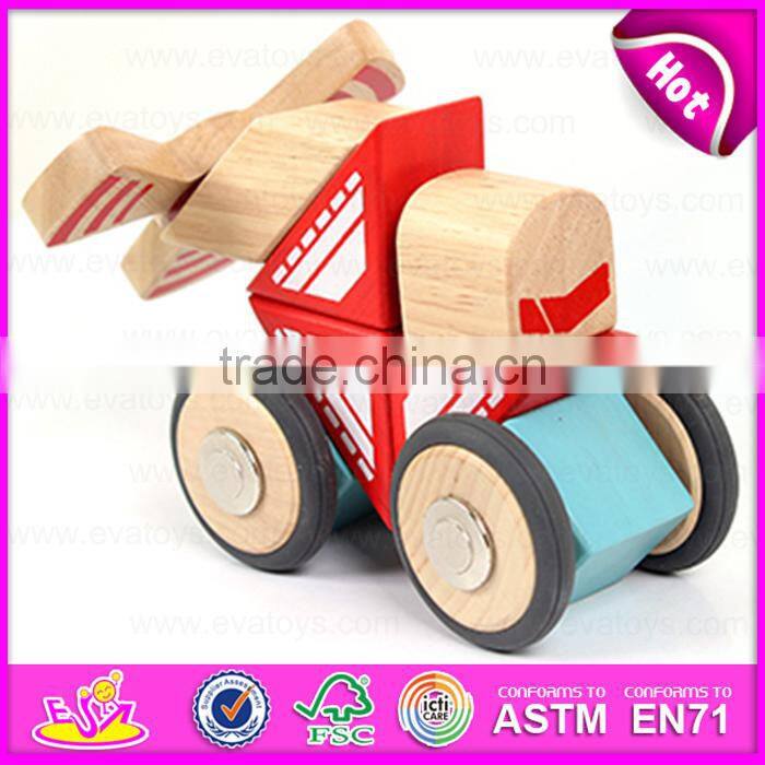 New design 37PCS DIY wooden puzzle 4D toy,High quality intelligent wooden diy car plane toy W03B044