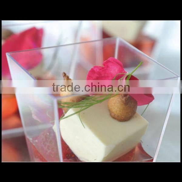 Mini Plastic 4oz Cube Cup clear party dessert square holder,custom plastic party cake cups,custom plastic dessert cups wholesale