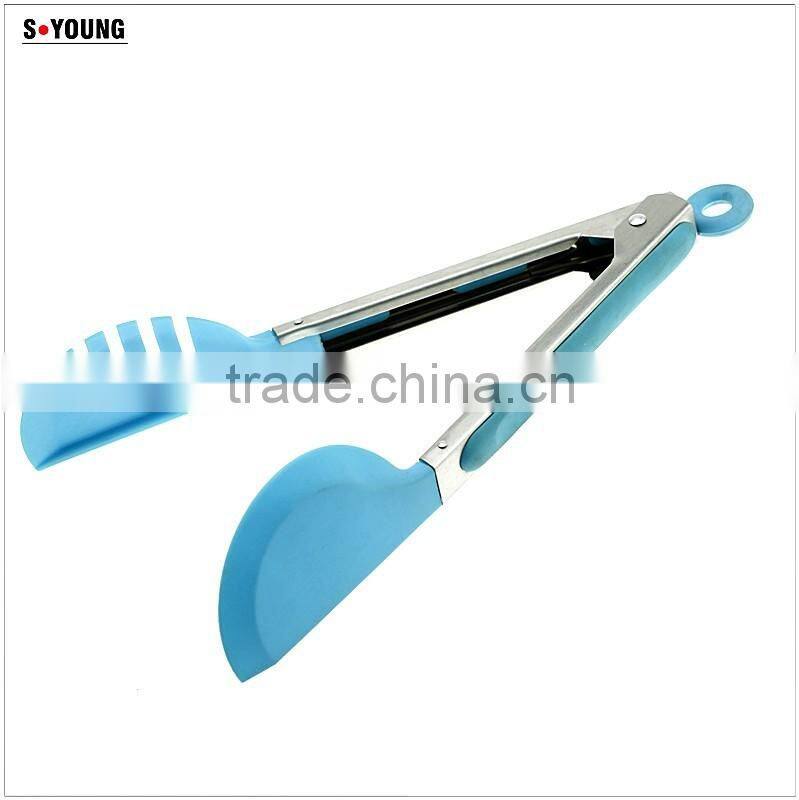 14006 New Shape Barbecue Grill Tongs Silicone Kitchen Serving Locking Food Tong