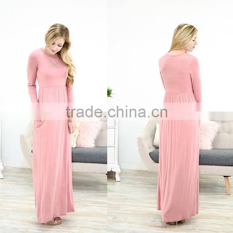 2017 Spring Women Latest High Waist Long Sleeve Maxi Dress HSD9901