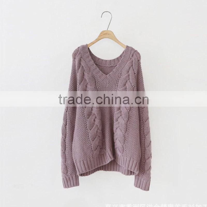 Plus size Women Sexy V-neck Knit Sweater Outerwear Pullover Tops Knitted Cashmere Sweater Women
