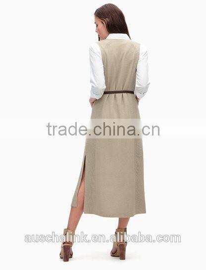 new fashion ladies chic sleeveless belted long vest wholesale