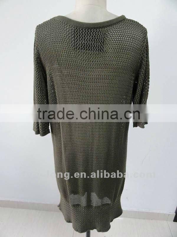 2012 fashion mesh v neck women's sweater dress knitwear