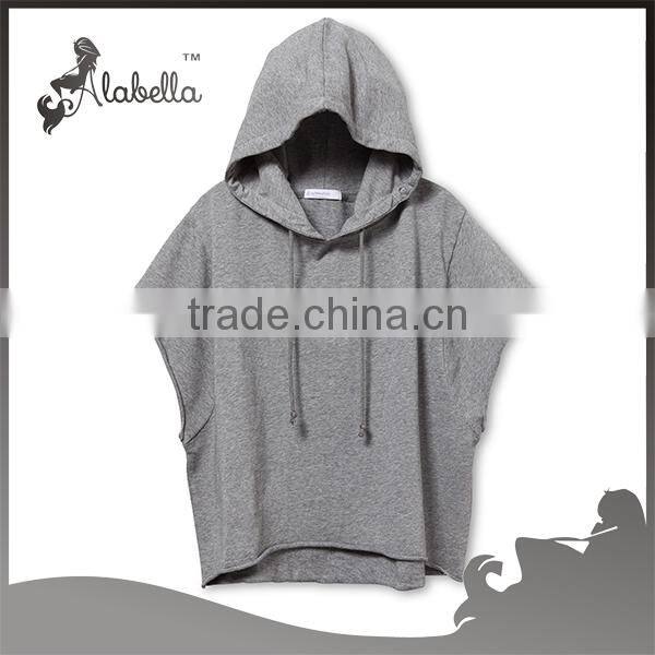 Wholesale women's solid color T-shirt hoodie with hood