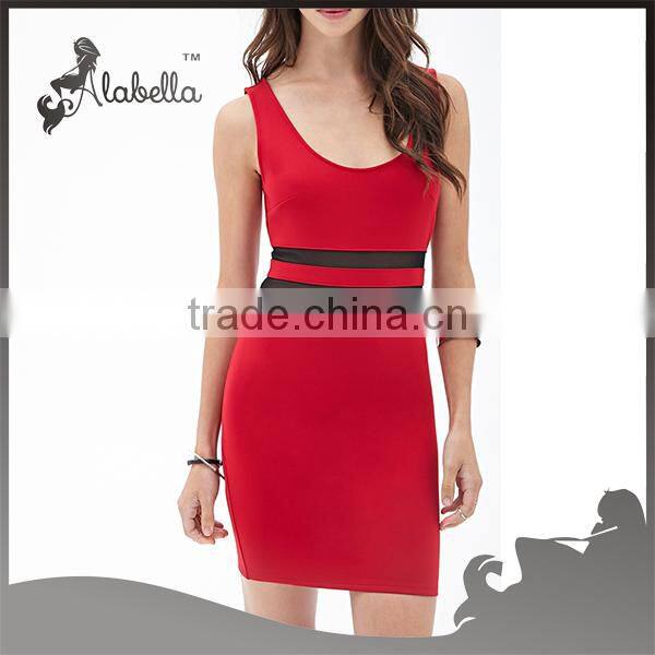 Mesh panel bodycon dress of 2015 hot selling fashion dress for women
