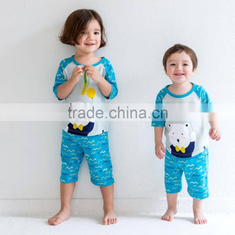 New arrival 2017 cotton fashion kids Wholesale children's clothing boutique baby summer clothes Family kids pajamas