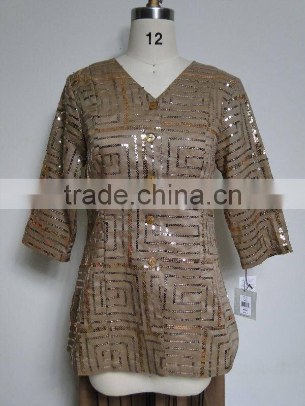 ladies formal embroidery with sequins pant suit
