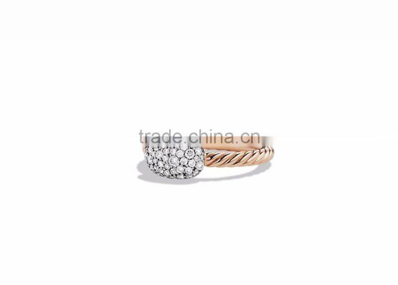 Two Tone Plated CZ studded designer Ring