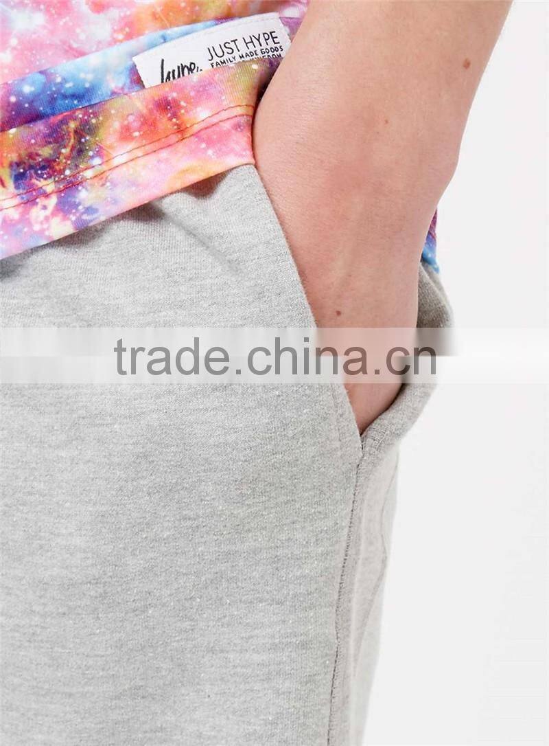 MGOO Hot Sale Raw Hem Sport Shorts Mens French Terry Cotton Shorts Plain Side Pockets Sweat Pants