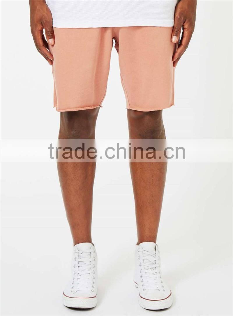 MGOO Foshan Manufacturer pink Ribbed Jersey Shorts Fashion Comfortable Draw String Raw Hem Knee Length Shorts
