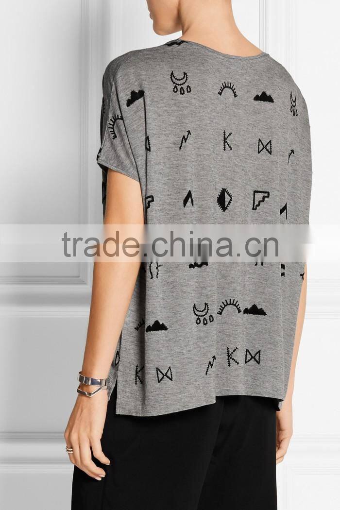 Fashion ladies t-shirt print design with full over pattern