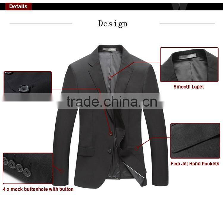 2017 Wholesale Custom Classic Style Regular Fit 2 Button Black Mens Suit