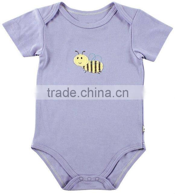 Unisex applique bee summer wear short sleeve wholesale pattern custom made infant cotton baby romper