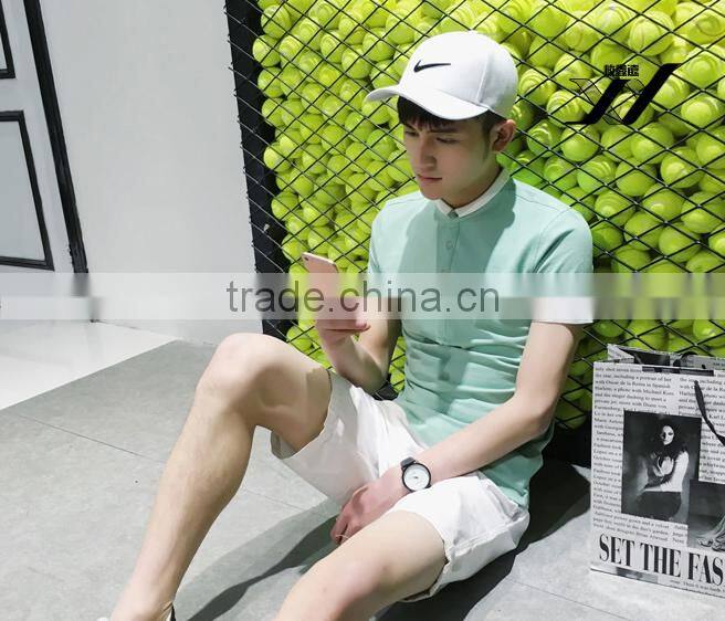 Men Blank color polo short sleeve shirt