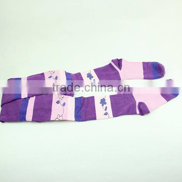 Purple Long Socks For Girl Tights Lady Strip Tight Socks