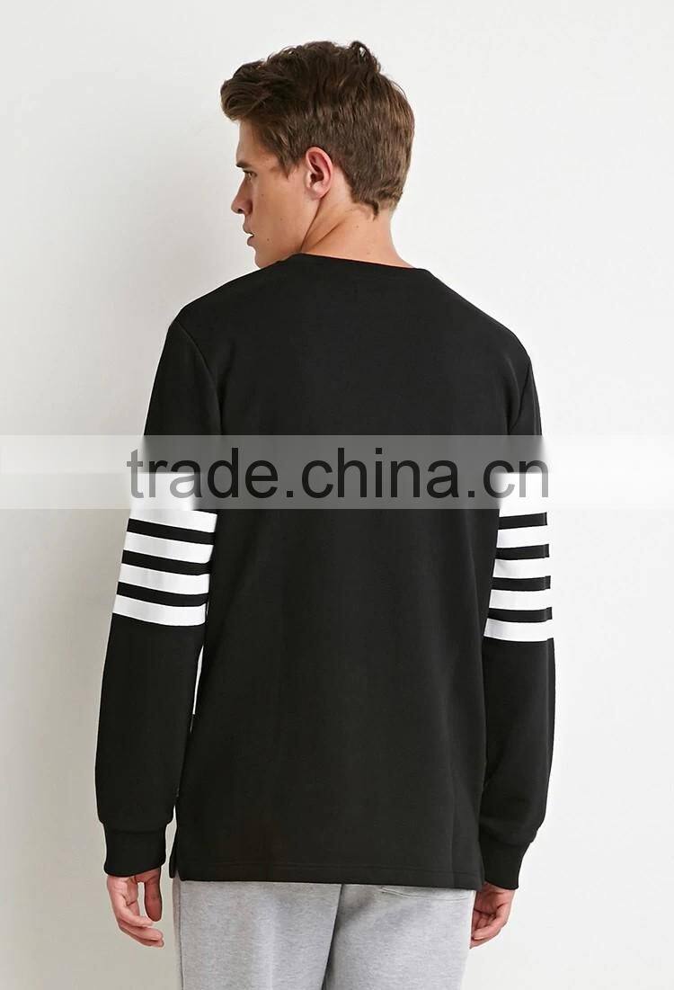 Wholesale striped box print sweatshirt custom design men's crew neck sweatshirt