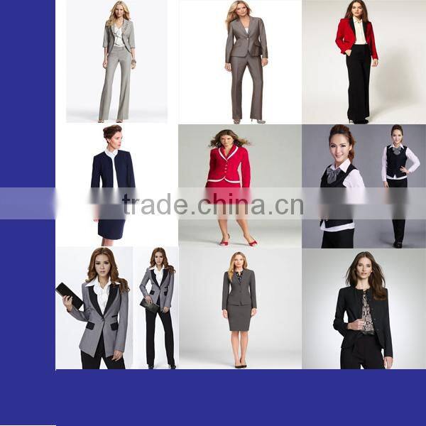 fashion Ladies elegant business suit uniform sets, HOT tailored polyester office ladies suit uniform design 2014 newest style