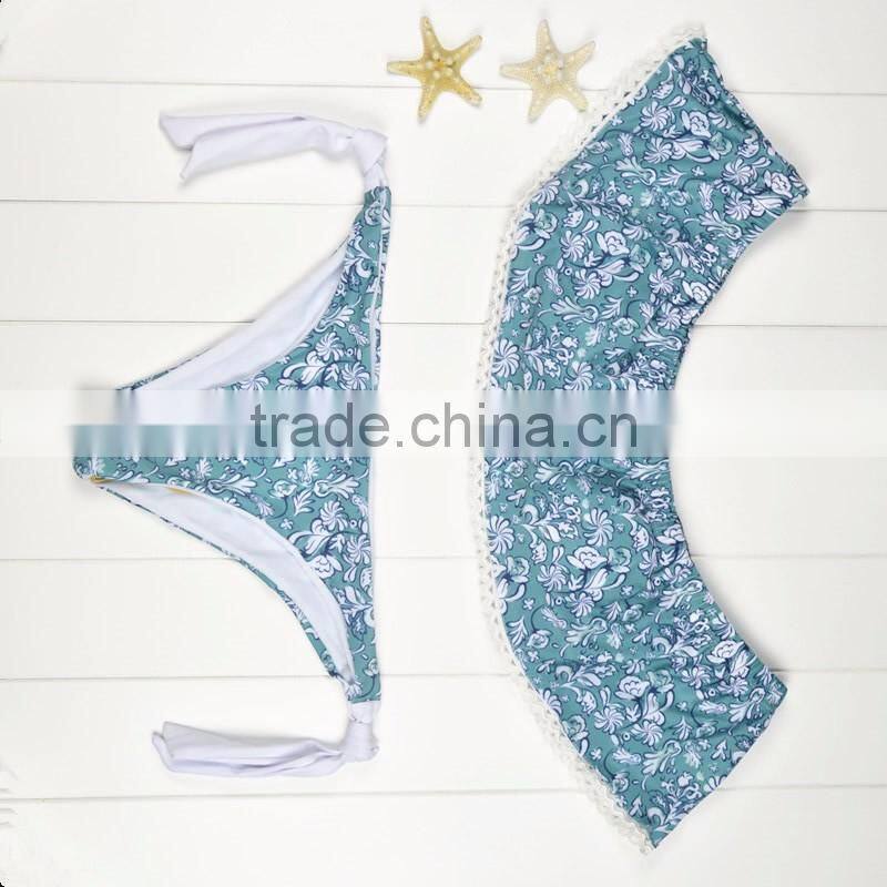 Polyester Bikini different size for choice & padded blue girls swimwear 59377