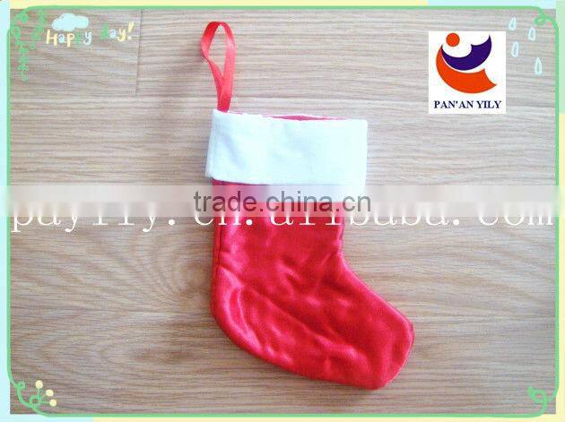 New Cute Satin Christmas Red stockings Decor Hanging