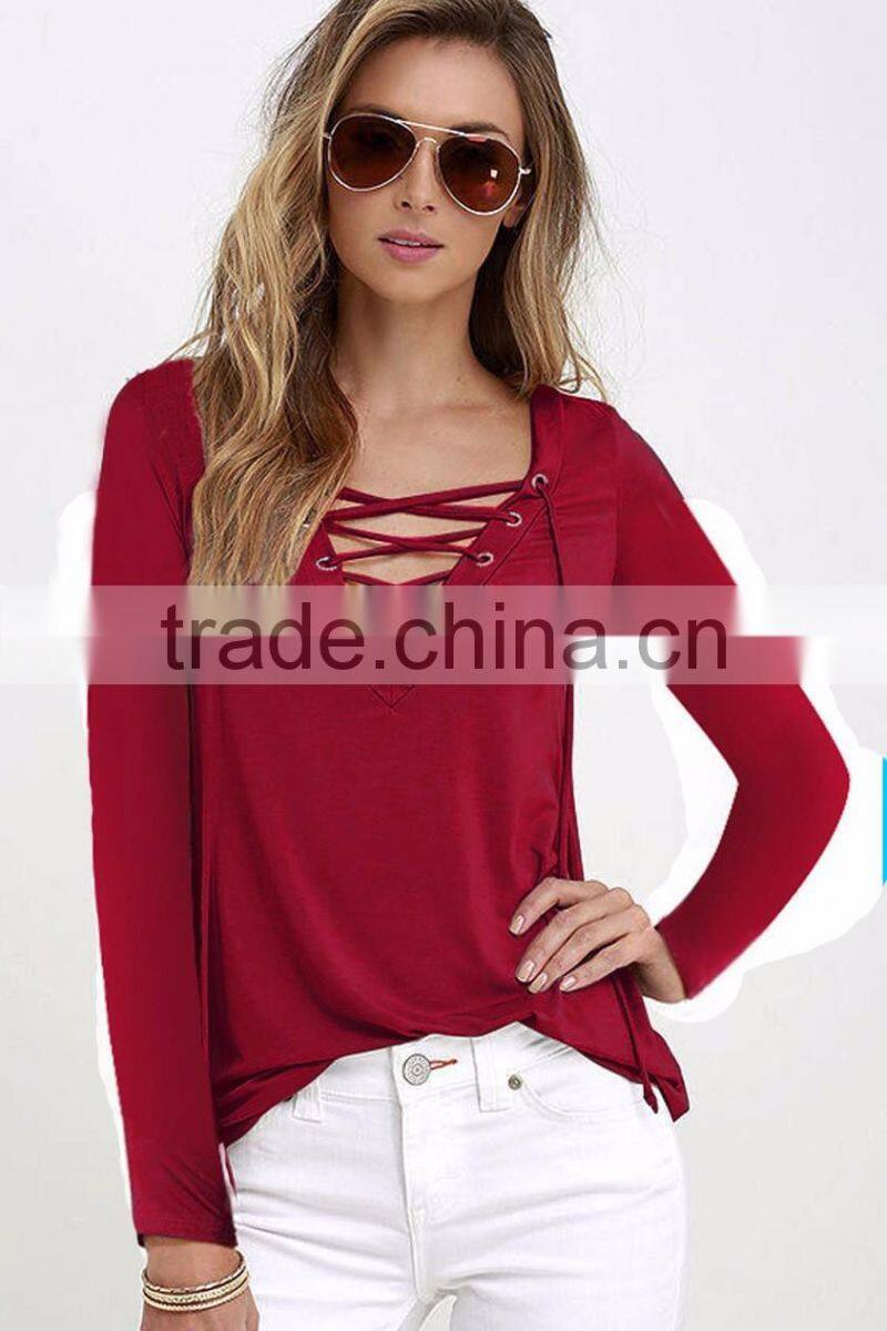 2017 latest fashion design sexy ladies top women fashion cutting blouse