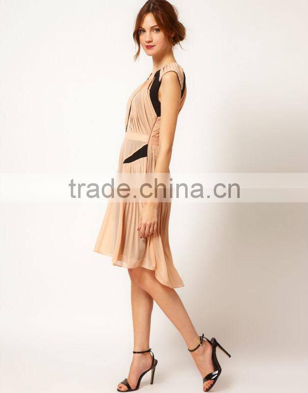 Panelled Pleat Evening Dress