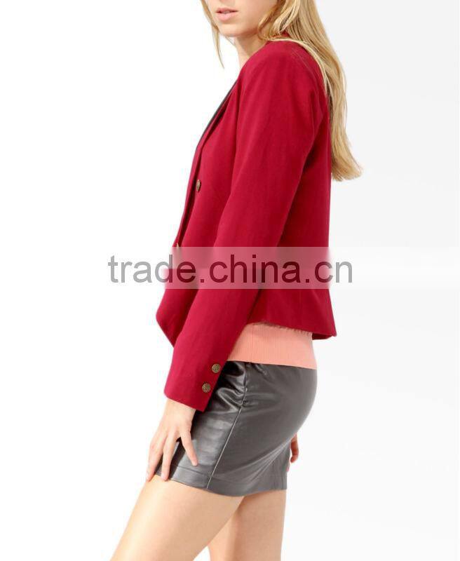 Double Breasted Cutaway Hem Blazer