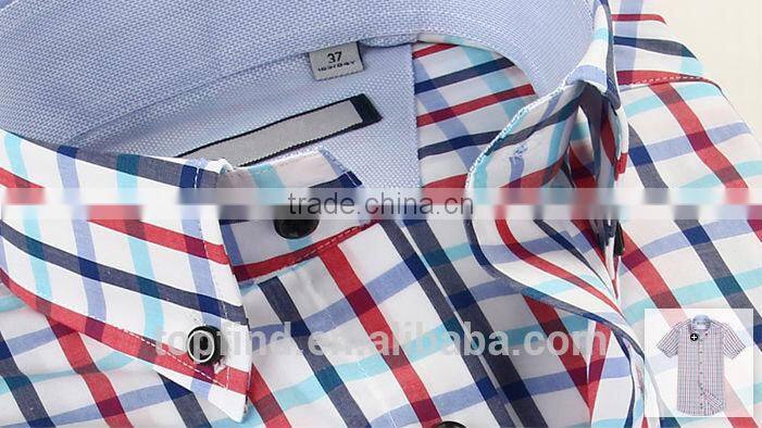 2016 new design fashionable style slim fit plaids short shirts for men