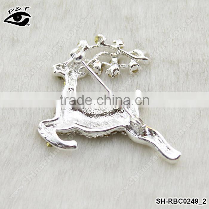 Animal brooches Sika Deer Shape crystal rhinestone brooch pin for dresses invitations