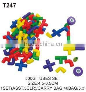 500g Mix Colorful Connect Tube Plastic Educational Building Blocks Shapes Toy For Kids