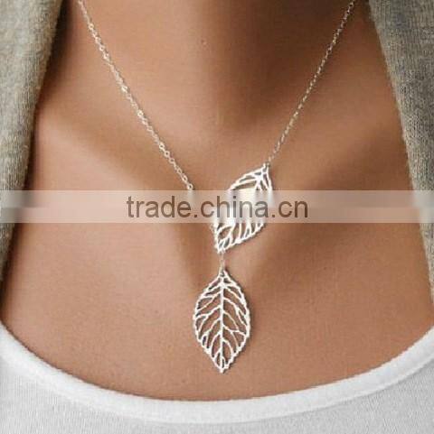 Tree Leaf Silver Chain Necklace Alloy Link New Bib Necklace 2017