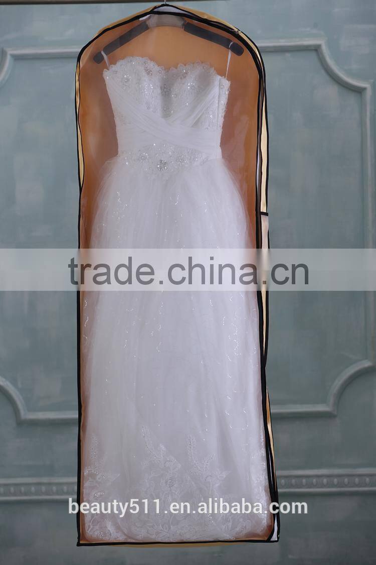 Plastic custom printed wedding dress garment bags with low price WB05