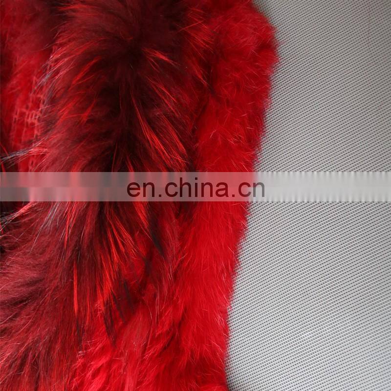 Factory direct supply genuine rabbit fur gilet with fur tassel handmade