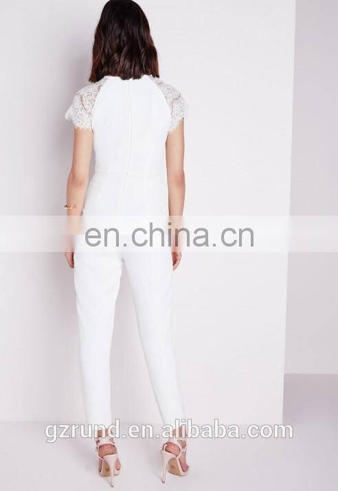BS60006 CHINA WHOLESALE HOTTEST LADIES JUMPSUIT LACE CAP SLEEVE JUMPSUIT IVORY